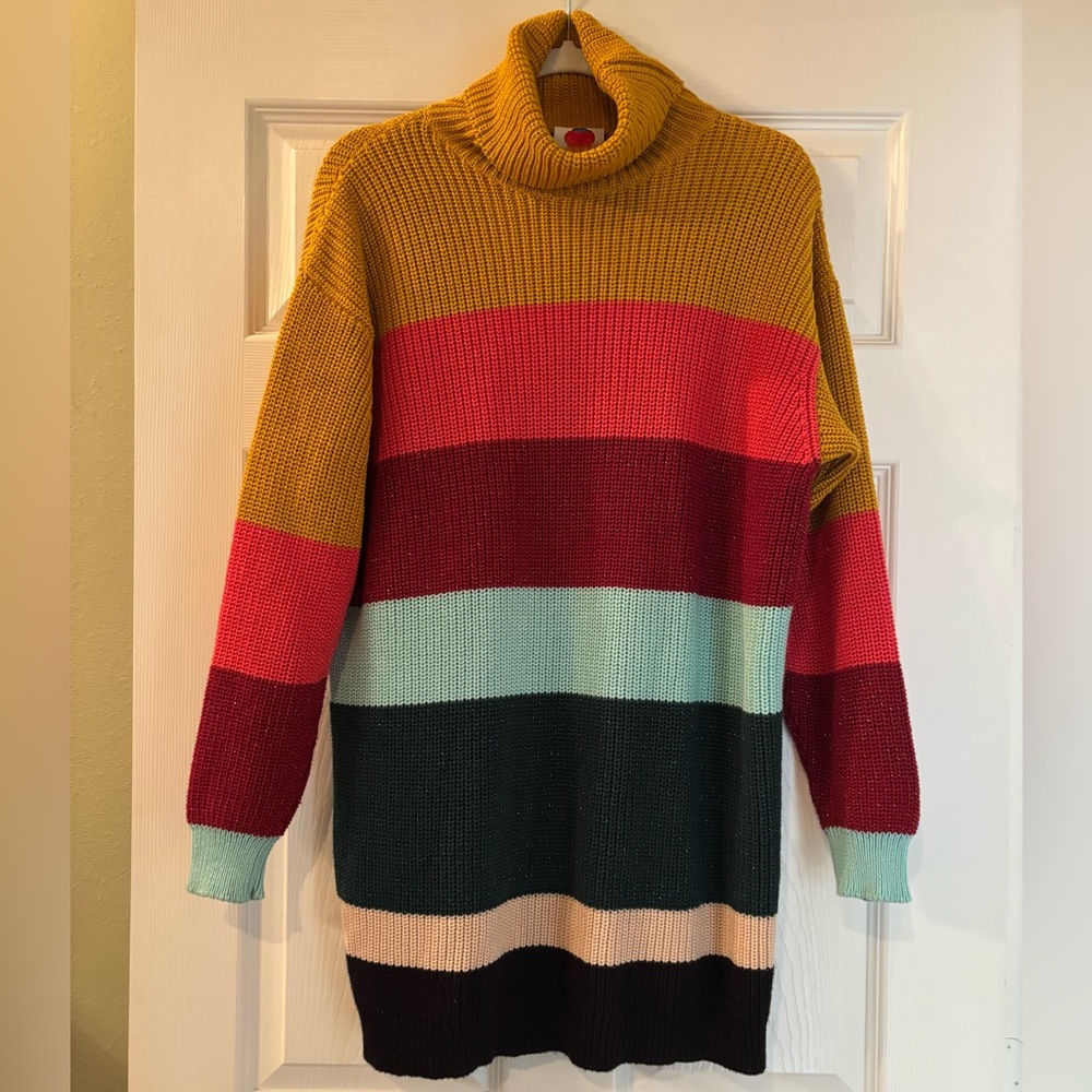 FARM Rio  Colorful Striped Turtleneck Sweater Size M